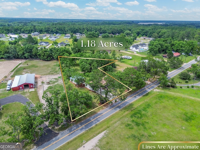 4124 W Rd, Blackshear, GA 31516 - aerial overview of property's location featuring property boundaries highlighted and a heavily wooded area