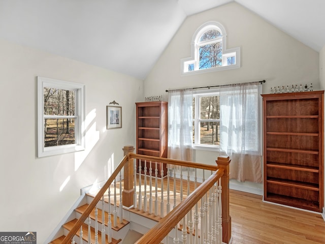 353 Wentworth Way, Griffin, GA 30224 - stairs featuring wood finished floors and high vaulted ceiling