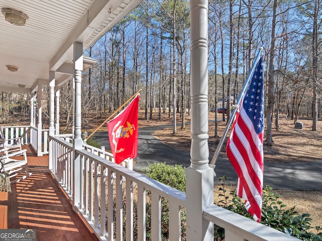 353 Wentworth Way, Griffin, GA 30224 - covered porch featuring view of wooded area