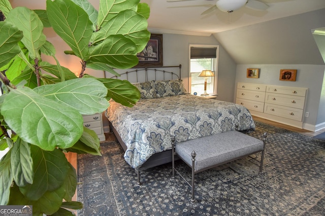 2048 Swint Rd, Griffin, GA 30224 - bedroom with wood finished floors, lofted ceiling, and ceiling fan