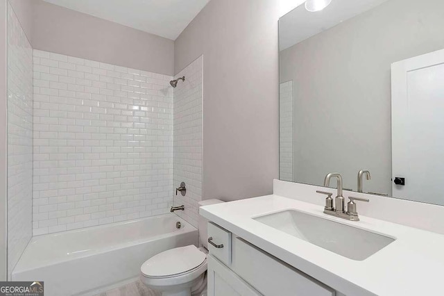 206 Grady Burrell Dr, Holly Springs, GA 30115 - full bathroom featuring toilet, vanity, and shower / washtub combination