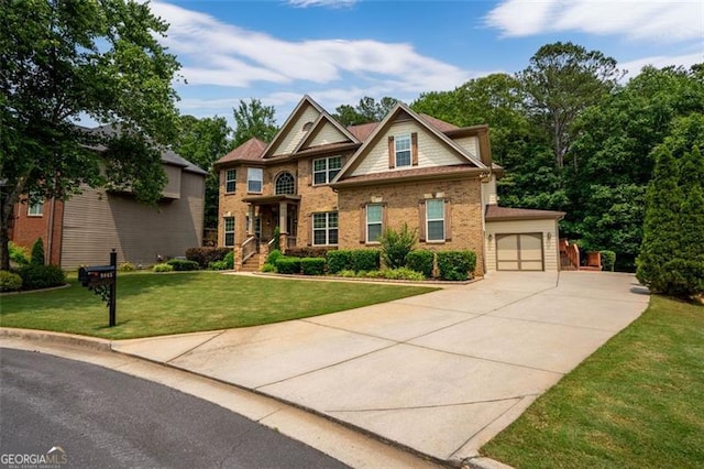 9065 Yellow Pine Ct, Gainesville, GA 30506 - view of front of property featuring driveway, a garage, brick siding, and a front lawn