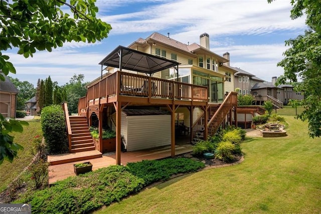 9065 Yellow Pine Ct, Gainesville, GA 30506 - rear view of property with stairway, a deck, and a patio area