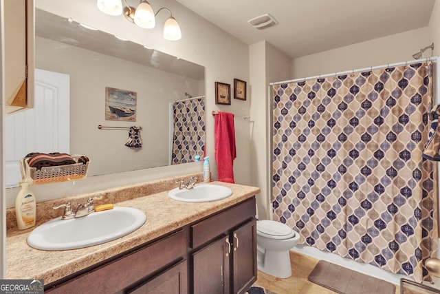 3929 Makeover Ct Unit 0, Atlanta, GA 30349 - bathroom with double vanity, toilet, and curtained shower