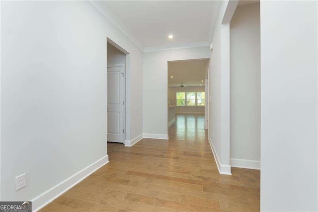 740 Pineberry Ct, Grayson, GA 30017 - corridor featuring crown molding, light wood-style flooring, and recessed lighting