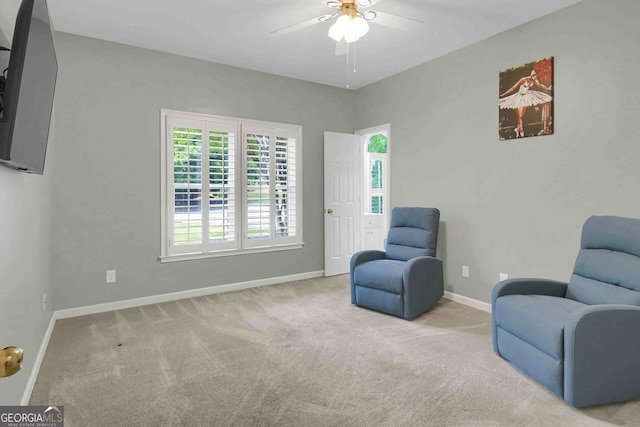 718 First Cotton Dr, Powder Springs, GA 30127 - living area with ceiling fan and carpet