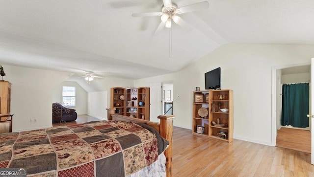 475 Cascade Rise Ct, South Fulton, GA 30331 - bedroom featuring vaulted ceiling, wood finished floors, and ceiling fan