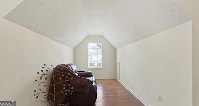 475 Cascade Rise Ct, South Fulton, GA 30331 - living area featuring a textured ceiling, wood finished floors, and vaulted ceiling