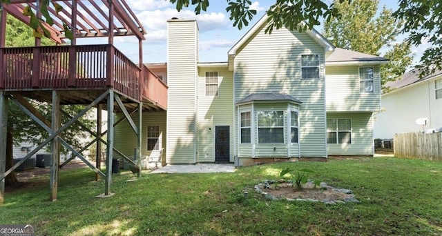 475 Cascade Rise Ct, South Fulton, GA 30331 - rear view of property featuring a chimney, a pergola, and a deck