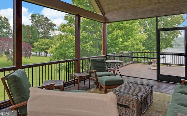 2156 Mockingbird Ln, Hiawassee, GA 30546 - sunroom / solarium featuring lofted ceiling