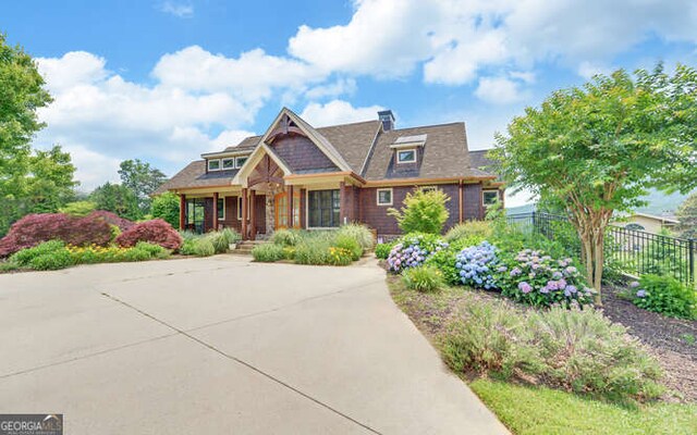 2156 Mockingbird Ln, Hiawassee, GA 30546 - view of front of house with covered porch and a chimney