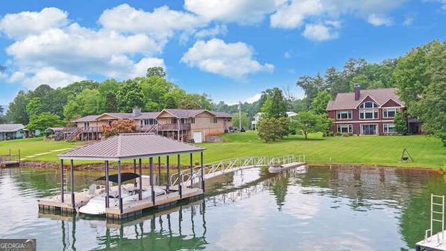 2156 Mockingbird Ln, Hiawassee, GA 30546 - dock area featuring a water view and a yard
