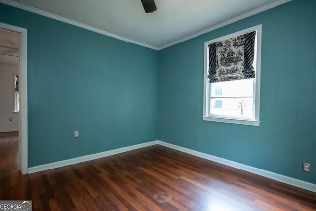 140 Lakeview St, Athens, GA 30601 - unfurnished room with dark wood-style floors, a ceiling fan, and ornamental molding