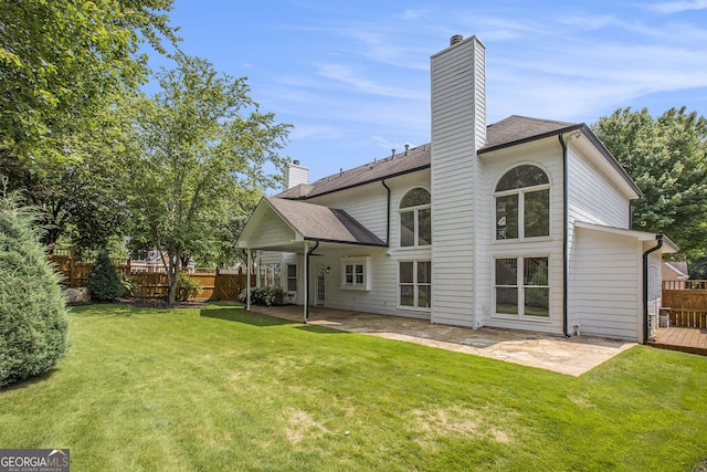 300 Windsor Chase Trl, Johns Creek, GA 30097 - rear view of property featuring a patio area, a chimney, and a shingled roof