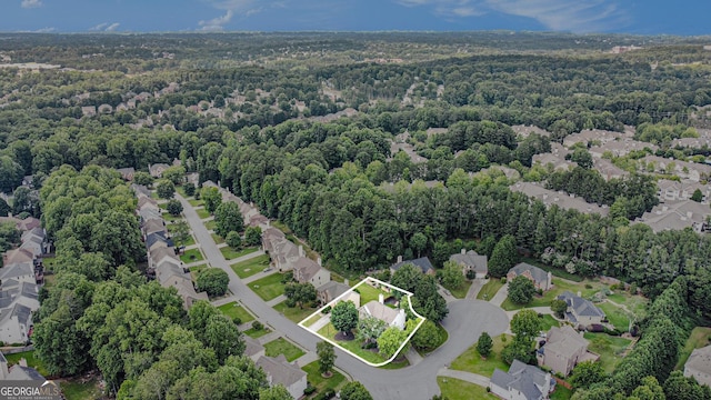 300 Windsor Chase Trl, Johns Creek, GA 30097 - aerial view of residential area featuring property parcel outlined and a forest
