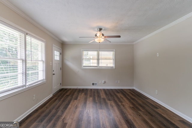 933 Capitol View Ave NW, Atlanta, GA 30318 - empty room with dark wood-style floors, ceiling fan, and crown molding
