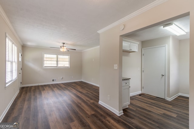 933 Capitol View Ave NW, Atlanta, GA 30318 - unfurnished room with ornamental molding, dark wood finished floors, and a ceiling fan