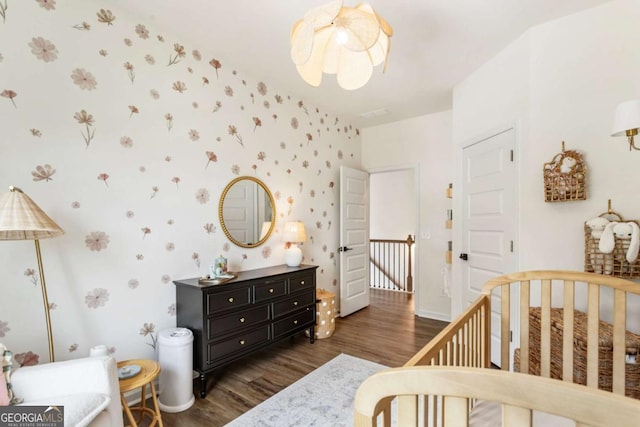 160 Winner St, Acworth, GA 30102 - bedroom featuring wood finished floors, wallpapered walls, and baseboards