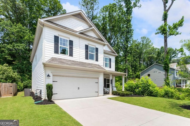 160 Winner St, Acworth, GA 30102 - view of front facade featuring an attached garage, central AC unit, and concrete driveway