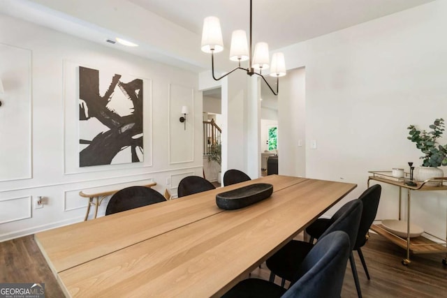 160 Winner St, Acworth, GA 30102 - dining room with wood finished floors and a chandelier