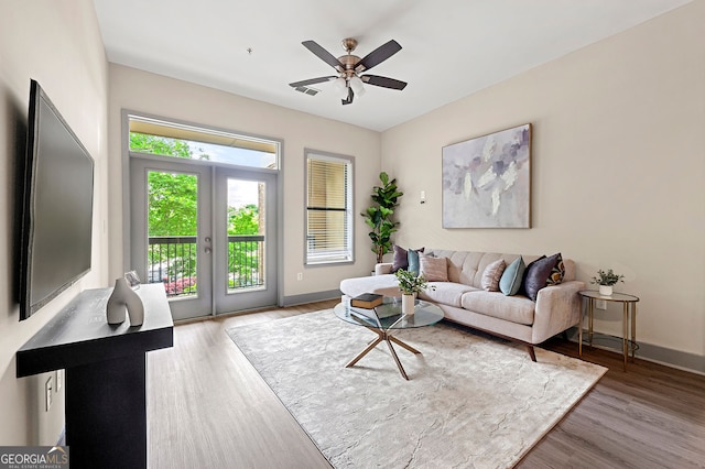 425 Chapel St SW Unit 1107, Atlanta, GA 30313 - living room with light wood-style flooring and ceiling fan