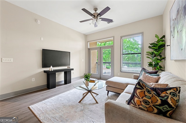 425 Chapel St SW Unit 1107, Atlanta, GA 30313 - living room featuring wood finished floors and ceiling fan