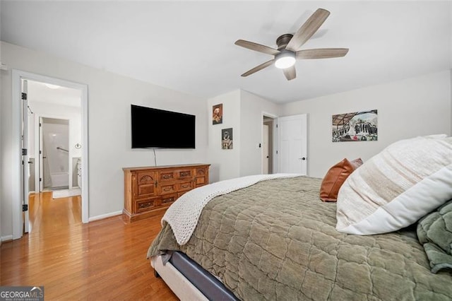 4458 Trickum Rd, Marietta, GA 30066 - bedroom featuring wood finished floors, baseboards, and ceiling fan