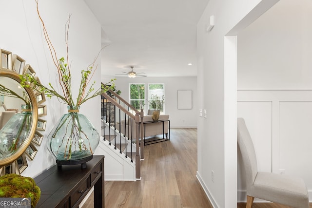 247 Annie Ln, Statham, GA 30666 - hall with wood finished floors and stairs