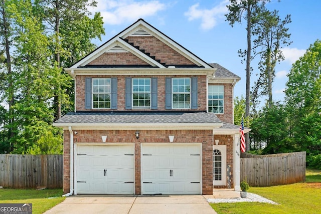 154 Stephens Mill Dr, Dallas, GA 30157 - view of front facade with an attached garage, concrete driveway, roof with shingles, and brick siding