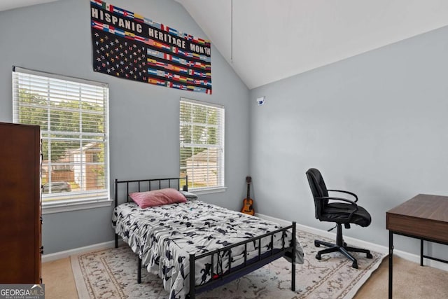 154 Stephens Mill Dr, Dallas, GA 30157 - bedroom with vaulted ceiling, multiple windows, and carpet floors