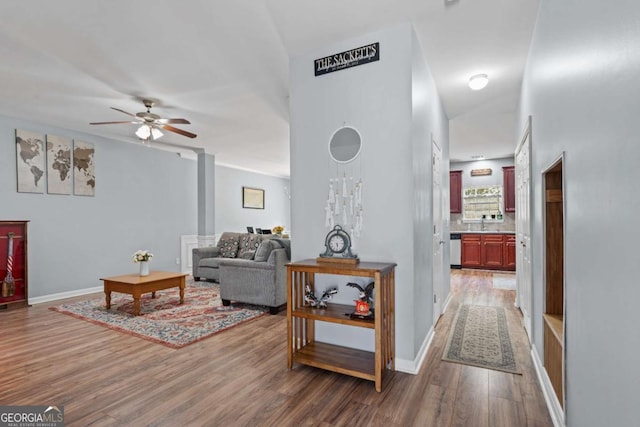 154 Stephens Mill Dr, Dallas, GA 30157 - living area featuring light wood finished floors and a ceiling fan