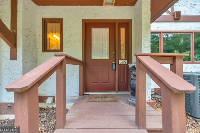 327 Brucken Strasse Unit 609, Helen, GA 30545 - property entrance featuring stucco siding and central AC unit