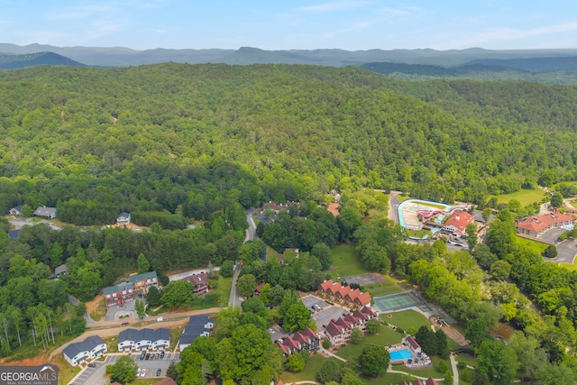 327 Brucken Strasse Unit 609, Helen, GA 30545 - aerial view of property and surrounding area with a forest and mountains