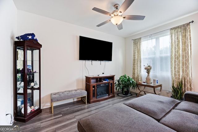 124 Saginaw Ct, Locust Grove, GA 30248 - living room with a ceiling fan and wood finished floors