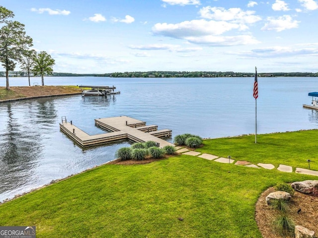 117 W View Way, Eatonton, GA 31024 - dock featuring a water view and a lawn