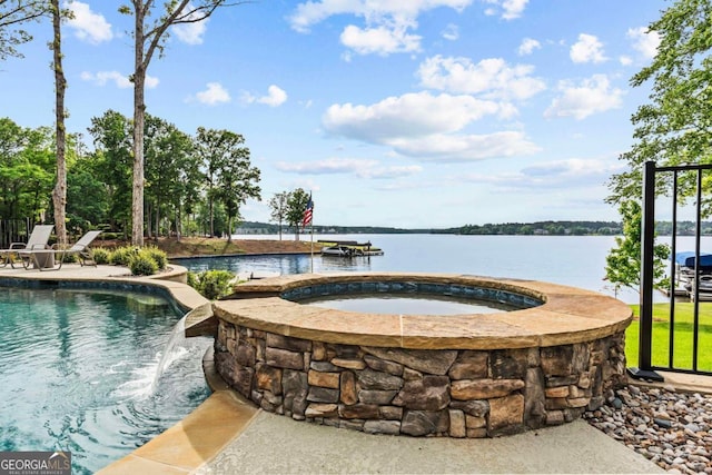 117 W View Way, Eatonton, GA 31024 - outdoor pool featuring an in-ground hot tub and a water view
