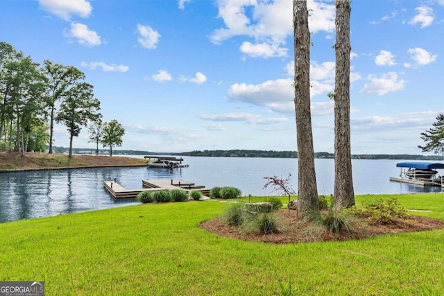 117 W View Way, Eatonton, GA 31024 - dock area featuring a water view and a lawn
