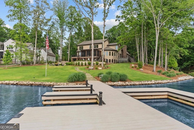 117 W View Way, Eatonton, GA 31024 - dock featuring a water view and a lawn