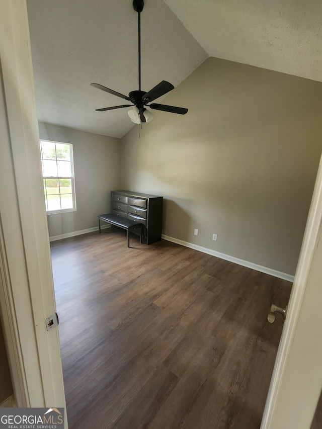 170 Inverness Trce, Riverdale, GA 30274 - unfurnished room featuring vaulted ceiling, wood finished floors, a ceiling fan, and baseboards