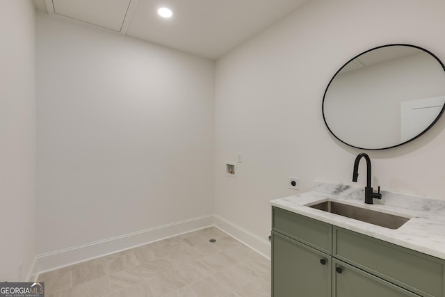 2745 S Bamby Ln NE, Brookhaven, GA 30319 - laundry room featuring electric dryer hookup, cabinet space, washer hookup, baseboards, and recessed lighting