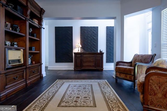8035 Magnolia Way, Roswell, GA 30075 - sitting room featuring dark wood-style flooring and baseboards