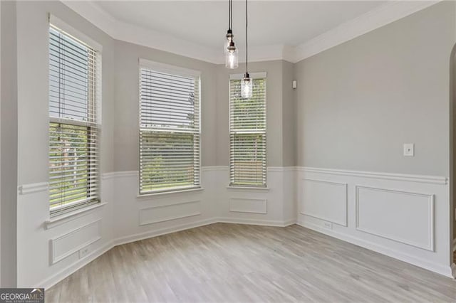 766 Chapman St, Jonesboro, GA 30238 - unfurnished dining area featuring wood finished floors, a wainscoted wall, and plenty of natural light