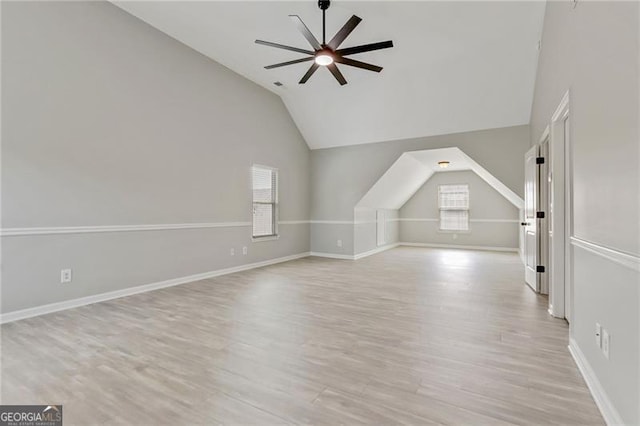 766 Chapman St, Jonesboro, GA 30238 - bonus room with lofted ceiling, a ceiling fan, light wood finished floors, and baseboards