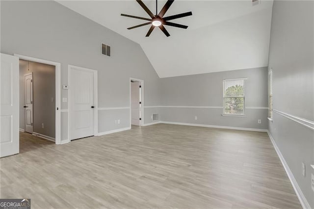 766 Chapman St, Jonesboro, GA 30238 - additional living space with ceiling fan, light wood finished floors, baseboards, and high vaulted ceiling