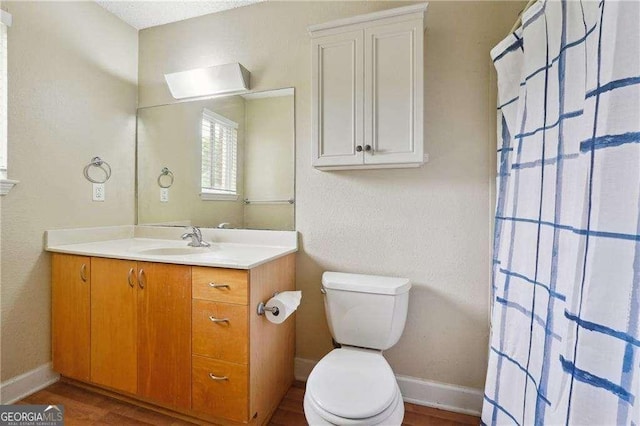 377 Ralph Mcgill Blvd NE Unit C, Atlanta, GA 30312 - bathroom with vanity, curtained shower, and wood finished floors