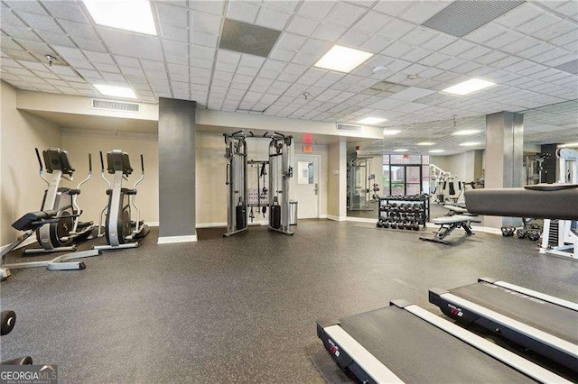 377 Ralph Mcgill Blvd NE Unit C, Atlanta, GA 30312 - gym featuring a paneled ceiling