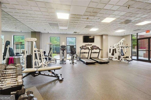 377 Ralph Mcgill Blvd NE Unit C, Atlanta, GA 30312 - workout area featuring a paneled ceiling