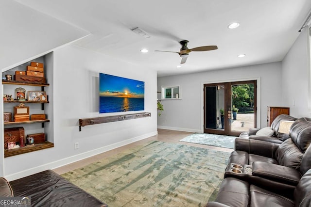 14905 Thompson Rd, Milton, GA 30004 - living room featuring ceiling fan, recessed lighting, and baseboards