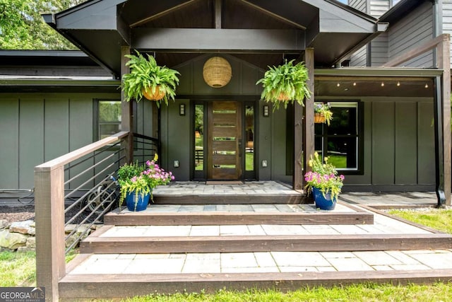 14905 Thompson Rd, Milton, GA 30004 - entrance to property featuring board and batten siding
