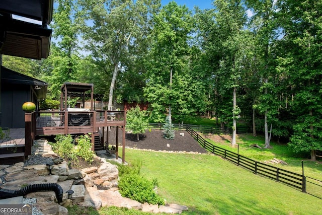 14905 Thompson Rd, Milton, GA 30004 - view of yard featuring a deck and stairs